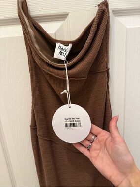 Princess Polly Brown Strapless Ribbed Midi Dress